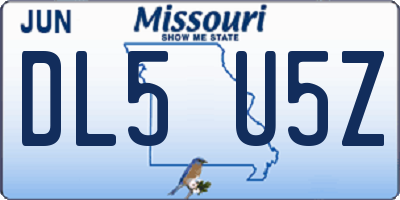 MO license plate DL5U5Z