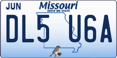 MO license plate DL5U6A