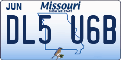 MO license plate DL5U6B