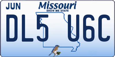 MO license plate DL5U6C