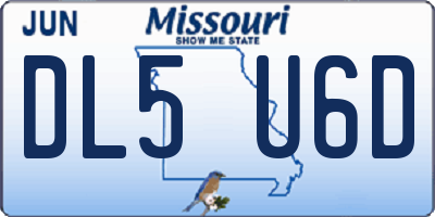 MO license plate DL5U6D