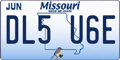 MO license plate DL5U6E