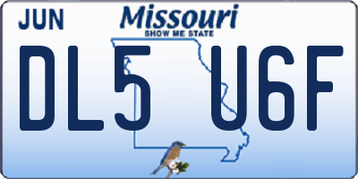 MO license plate DL5U6F