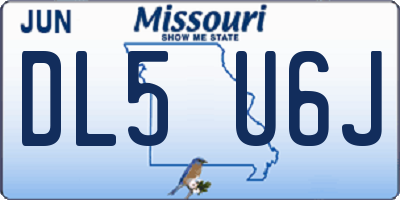 MO license plate DL5U6J