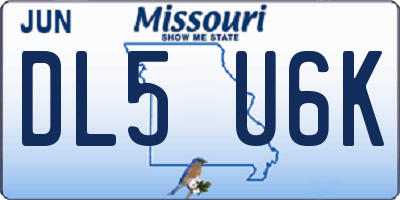 MO license plate DL5U6K