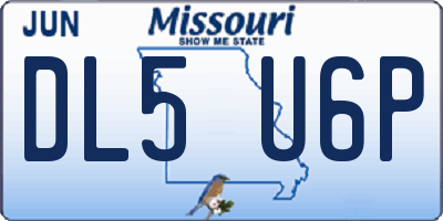 MO license plate DL5U6P