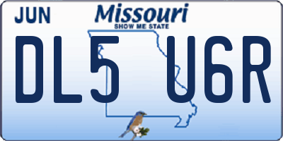 MO license plate DL5U6R