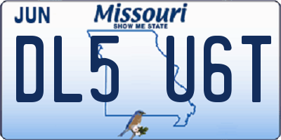 MO license plate DL5U6T