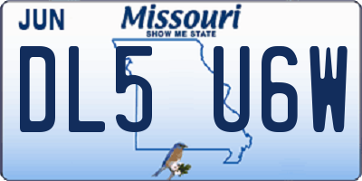 MO license plate DL5U6W