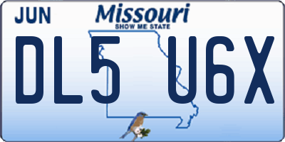 MO license plate DL5U6X
