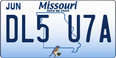 MO license plate DL5U7A