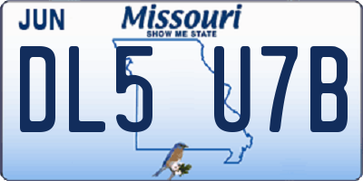 MO license plate DL5U7B