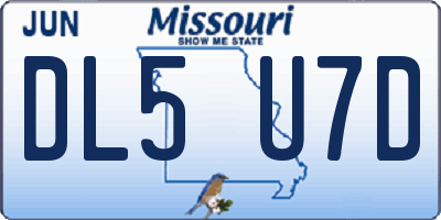 MO license plate DL5U7D