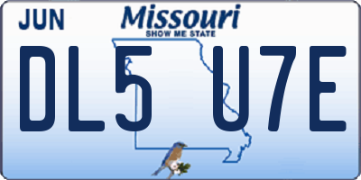 MO license plate DL5U7E