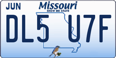 MO license plate DL5U7F
