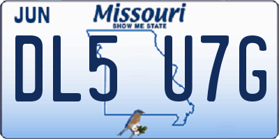 MO license plate DL5U7G