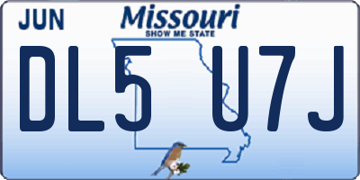 MO license plate DL5U7J