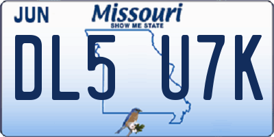 MO license plate DL5U7K