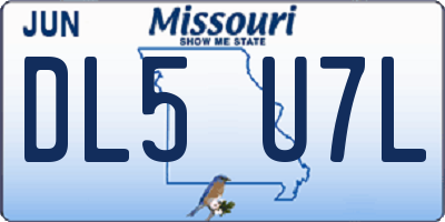 MO license plate DL5U7L