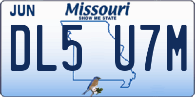 MO license plate DL5U7M