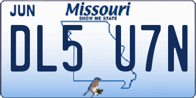 MO license plate DL5U7N