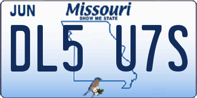 MO license plate DL5U7S
