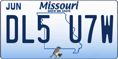 MO license plate DL5U7W