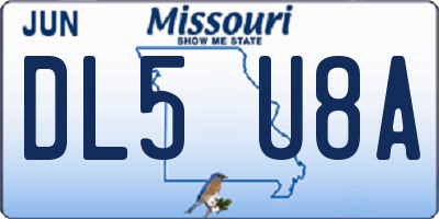 MO license plate DL5U8A