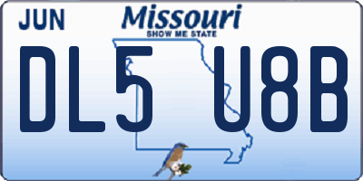 MO license plate DL5U8B