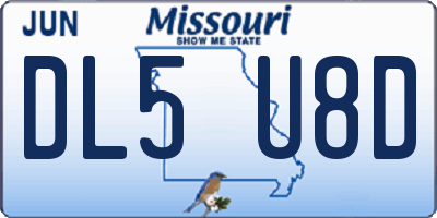 MO license plate DL5U8D