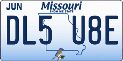 MO license plate DL5U8E