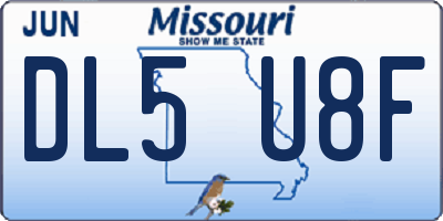 MO license plate DL5U8F