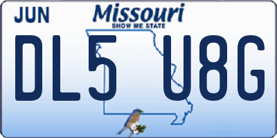 MO license plate DL5U8G