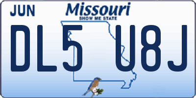 MO license plate DL5U8J