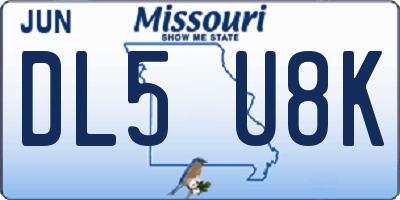 MO license plate DL5U8K