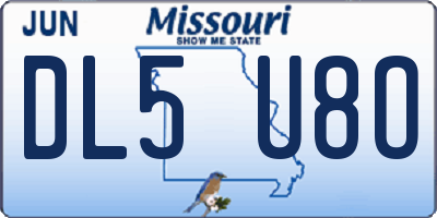 MO license plate DL5U8O