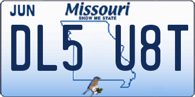 MO license plate DL5U8T