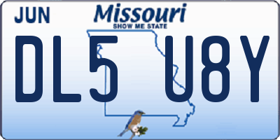 MO license plate DL5U8Y
