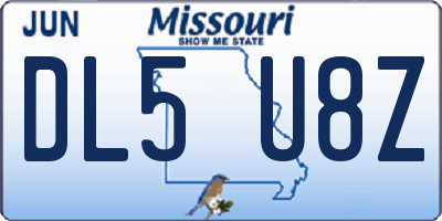 MO license plate DL5U8Z