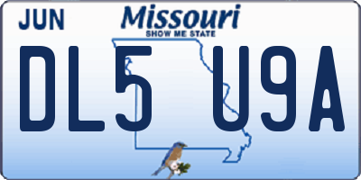 MO license plate DL5U9A