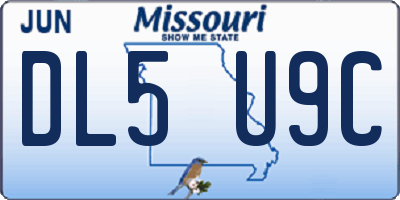 MO license plate DL5U9C