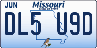 MO license plate DL5U9D