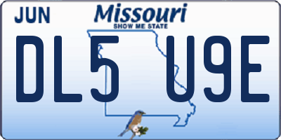 MO license plate DL5U9E