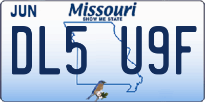 MO license plate DL5U9F