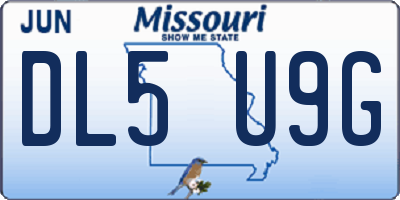 MO license plate DL5U9G