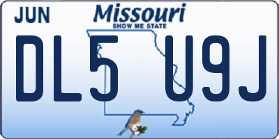 MO license plate DL5U9J