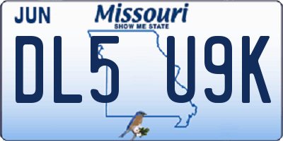 MO license plate DL5U9K
