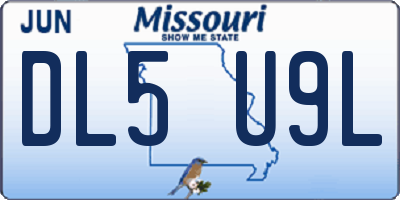 MO license plate DL5U9L