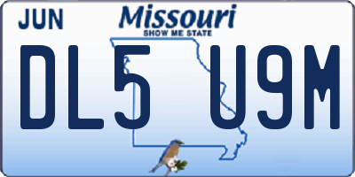 MO license plate DL5U9M