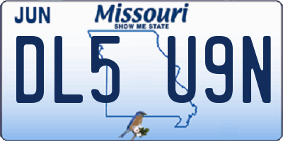 MO license plate DL5U9N